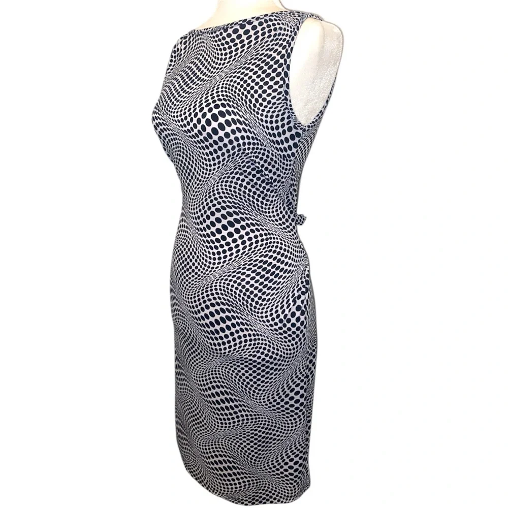 Vtg XXI Sleeveless Black and White Swirl Sheath Dress - Picture 3 of 9
